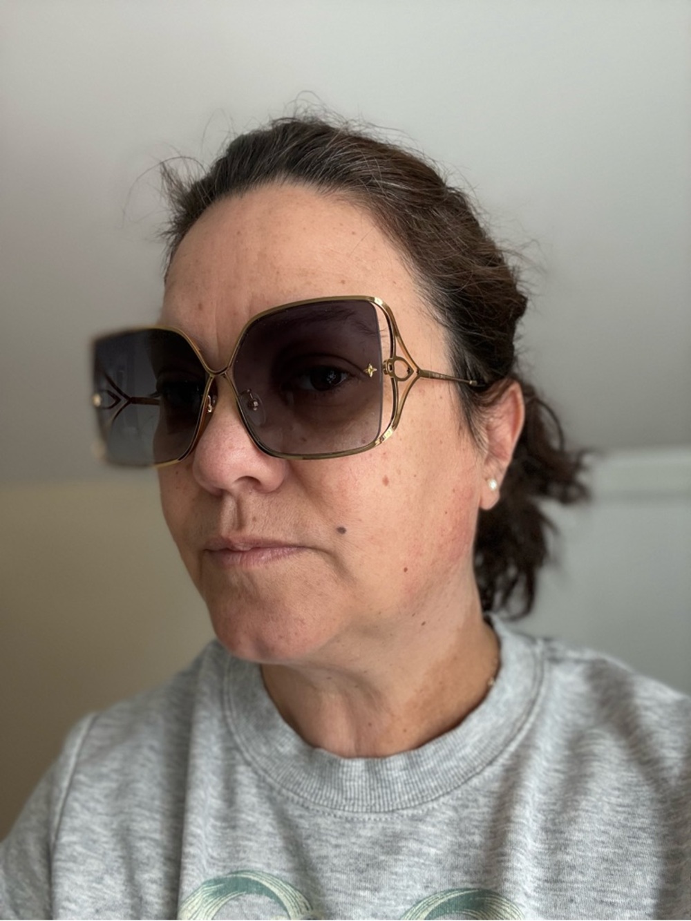 Louis Vuitton Gold Frame Brown Gradient Oversized Women's Sunglasses